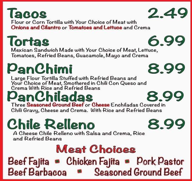 Panchito's Con Queso - Friendswood, TX menu_pic