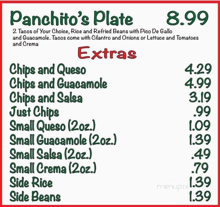 Panchito's Con Queso - Friendswood, TX menu_pic