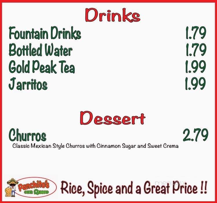 Panchito's Con Queso - Friendswood, TX menu_pic