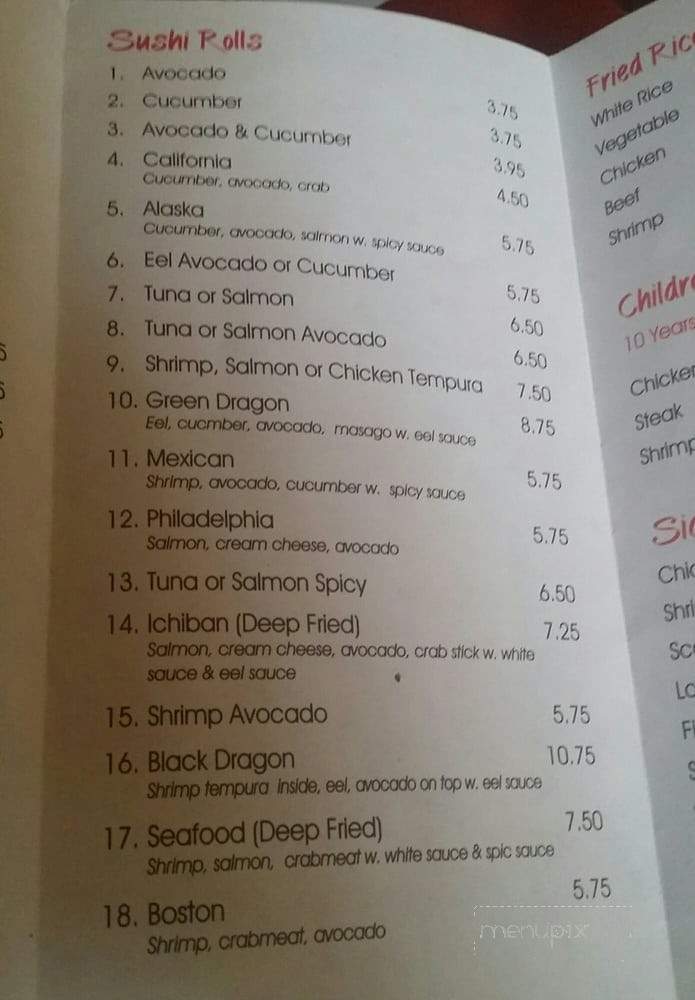 Ichiban Japanese Restaurant - Harriman, TN menu_pic