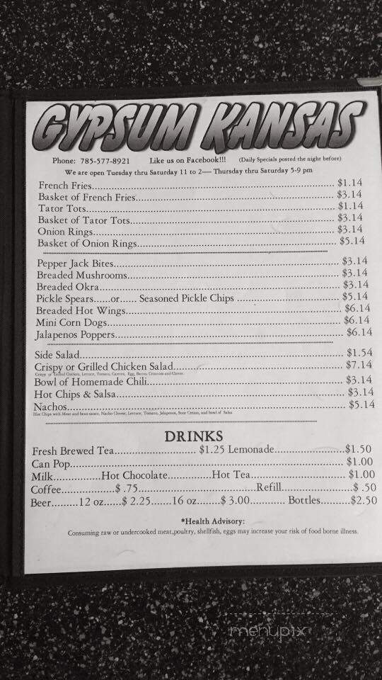 The Exit 14 Restaurant - Gypsum, KS menu_pic