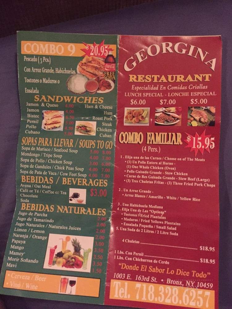 Georgina Restaurant - Bronx, NY menu_pic