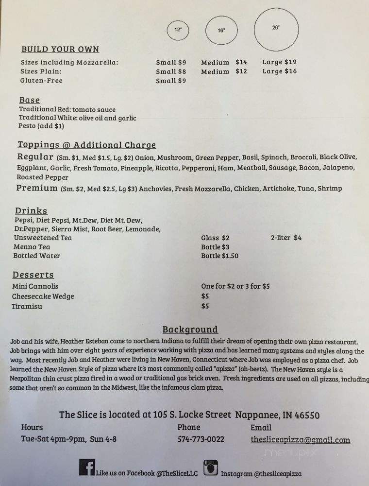 The Slice - Nappanee, IN menu_pic