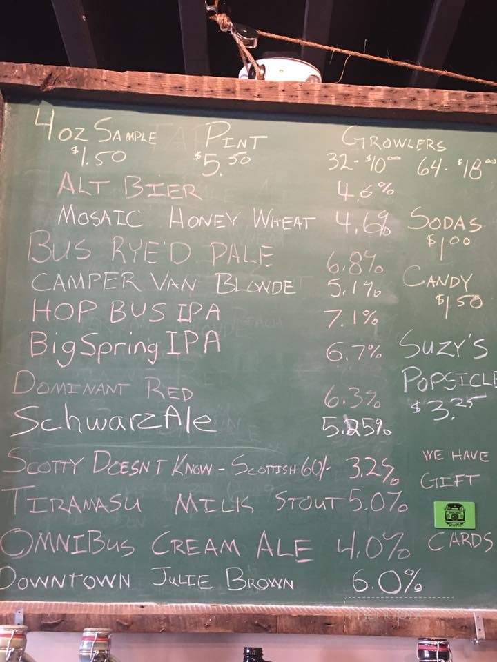 Green Bus Brewing - Huntsville, AL menu_pic