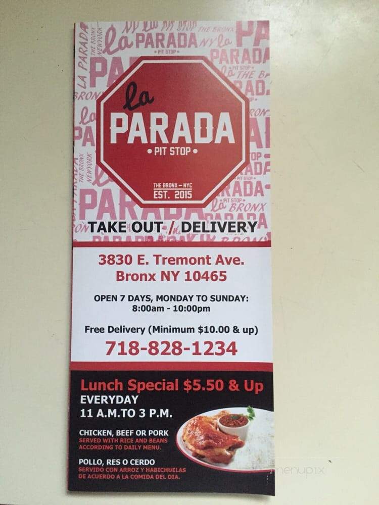 La Parada - Bronx, NY menu_pic