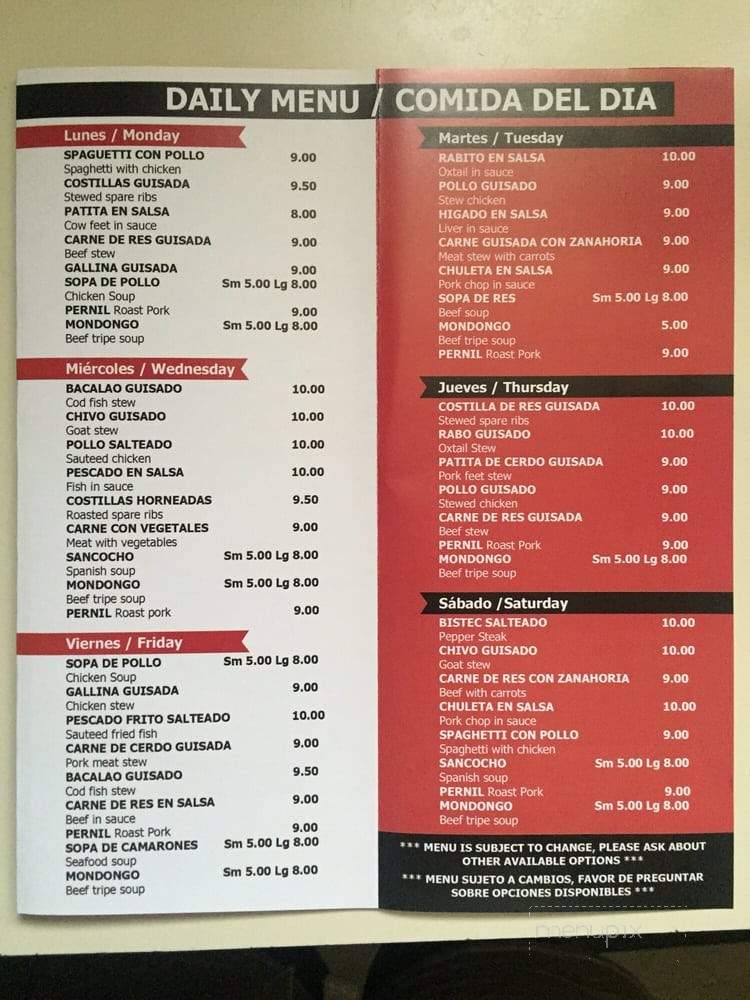 La Parada - Bronx, NY menu_pic