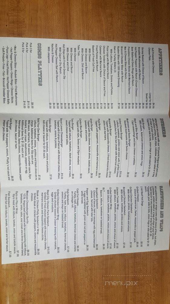 Steel City Bar And Grill - Youngstown, OH menu_pic