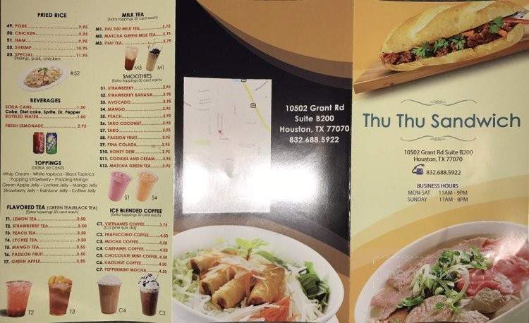 Thu Thu Sandwich - Houston, TX menu_pic