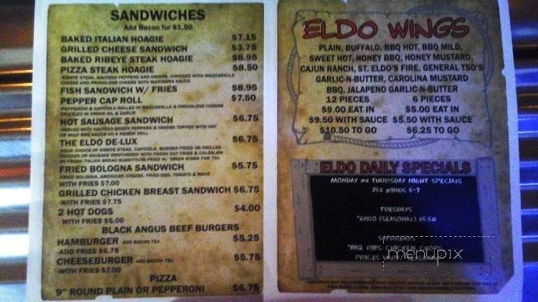 The Eldorado - Monongahela, PA menu_pic