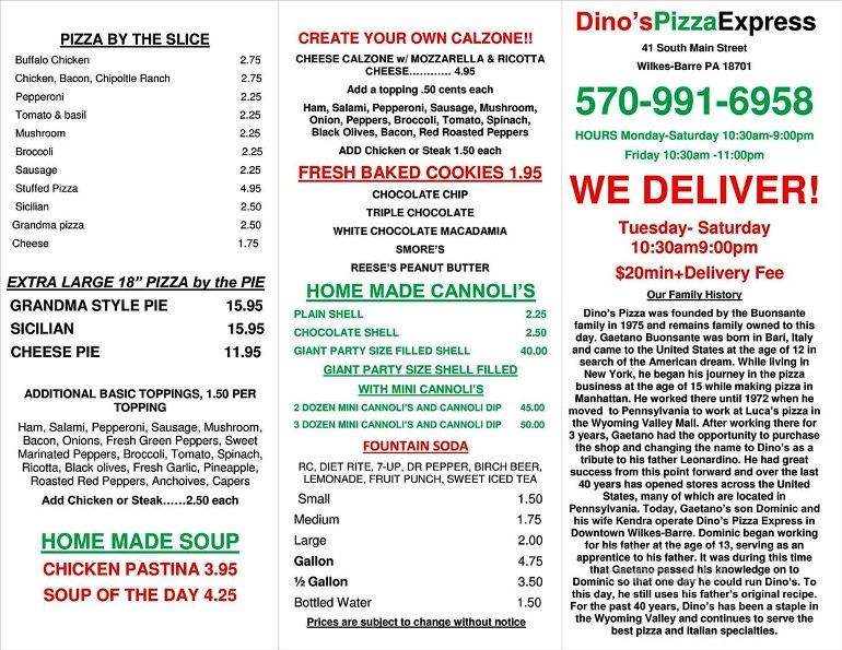 Dino's Pizza Express - Wilkes-Barre, PA menu_pic