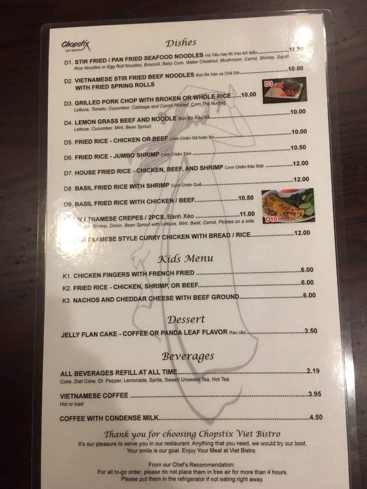 Chopstix Viet Bistro - Chattanooga, TN menu_pic