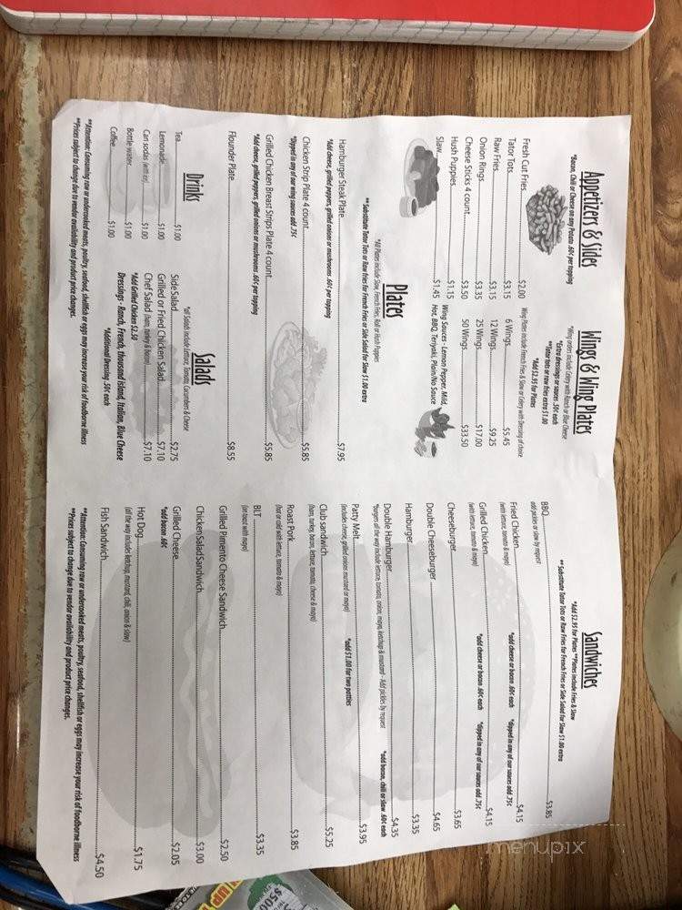 Punky's Place Dairy Bar & Grill - Lancaster, SC menu_pic