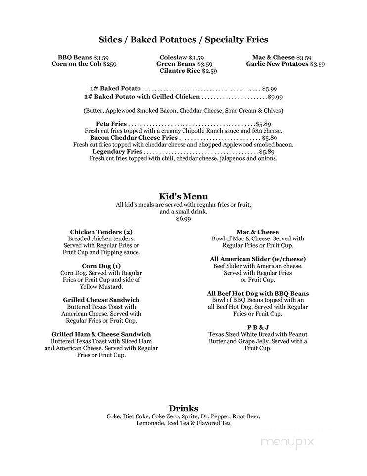 Legends Sports Grill - League City, TX menu_pic