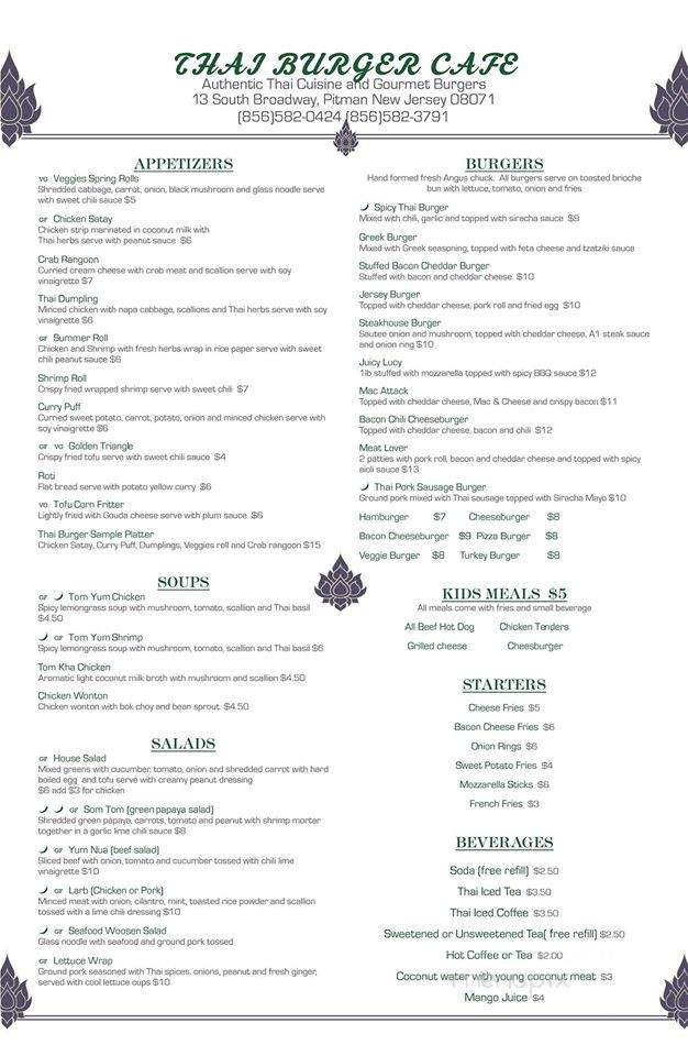 Thai Burger Cafe - Pitman, NJ menu_pic