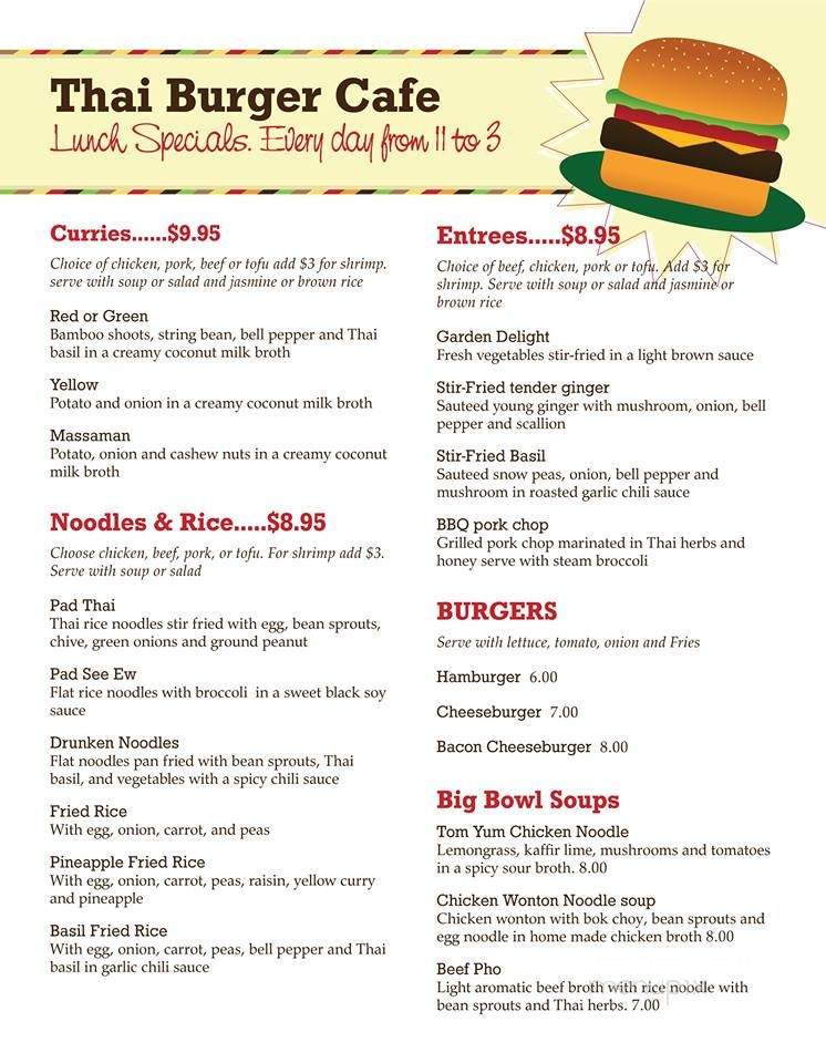 Thai Burger Cafe - Pitman, NJ menu_pic