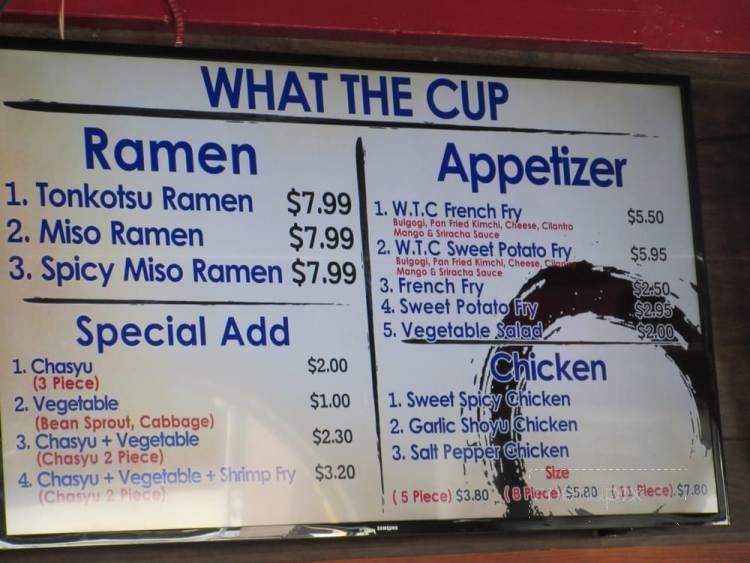 What the Cup - San Jose, CA menu_pic