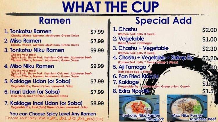 What the Cup - San Jose, CA menu_pic