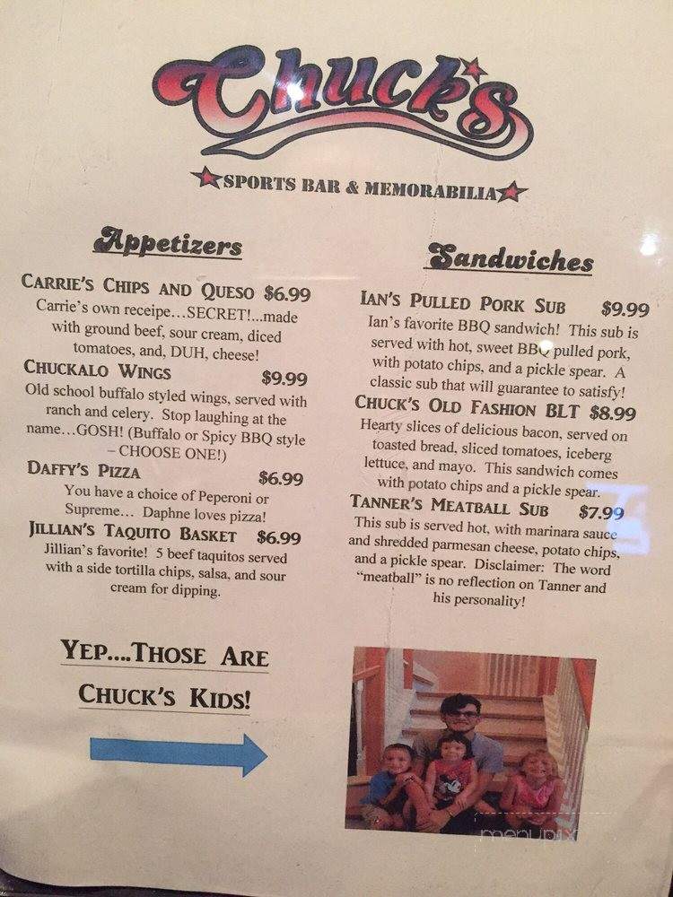 Chuck's Sports Bar and Memorabilia - League City, TX menu_pic