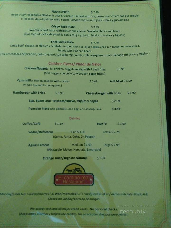 El Camino Real Restaurant - Kyle, TX menu_pic