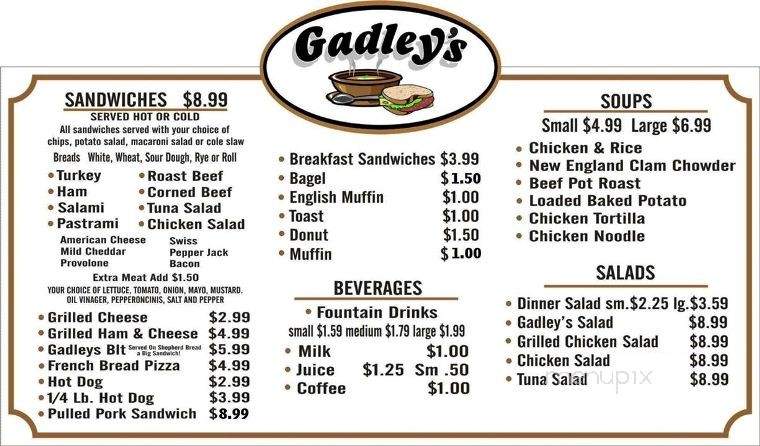 Gadley's - Big Bear Lake, CA menu_pic