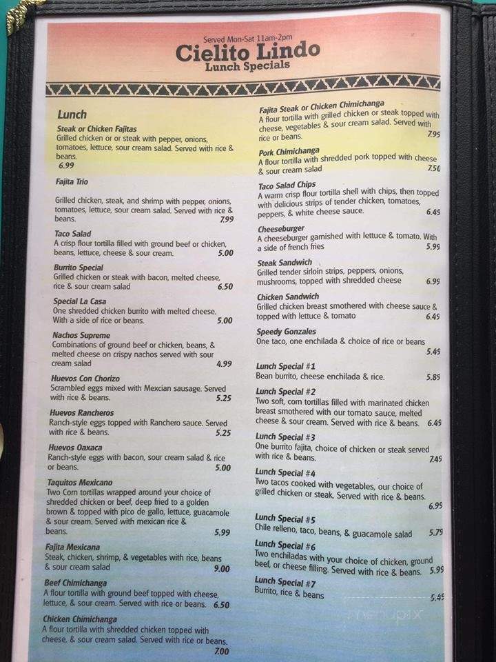 Cielito Lindo - St Albans, WV menu_pic