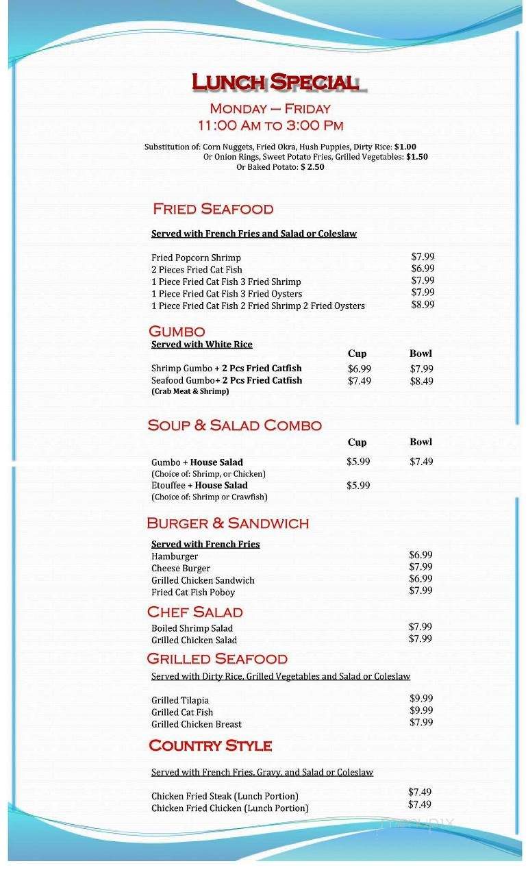Sam's Seafood & Steak - Cypress, TX menu_pic
