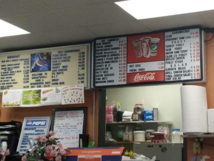 Sarah's Deli - Houston, TX menu_pic