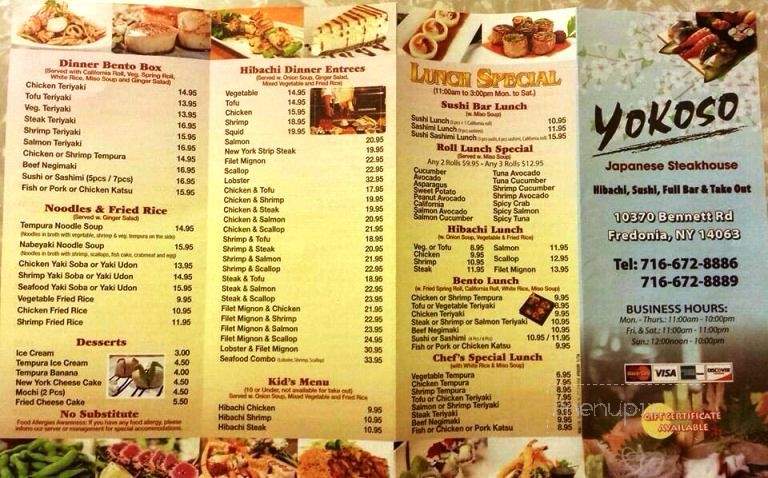 Yokoso - Fredonia, NY menu_pic