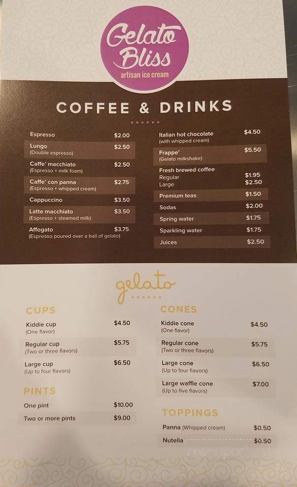 Gelato Bliss - Hagerstown, MD menu_pic