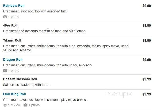 Sushi Valley - Oakland, CA menu_pic