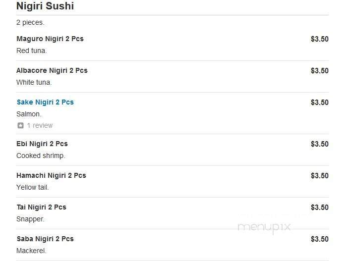 Sushi Valley - Oakland, CA menu_pic