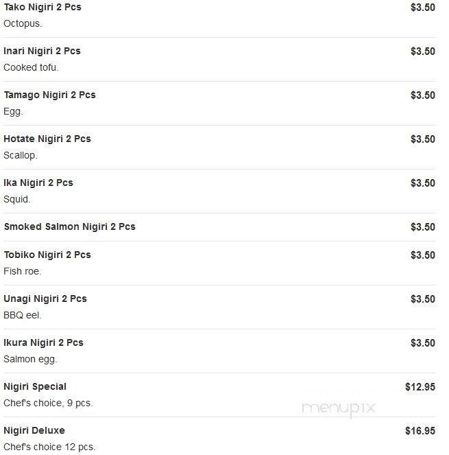 Sushi Valley - Oakland, CA menu_pic