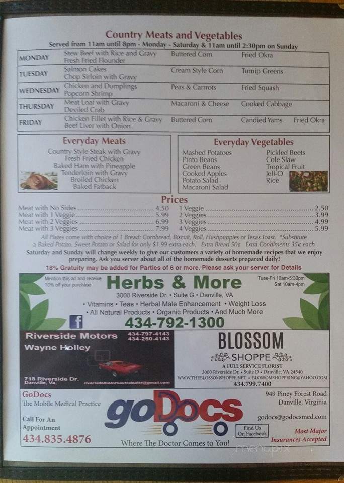 The Farmhouse Family Restaurant - Danville, VA menu_pic