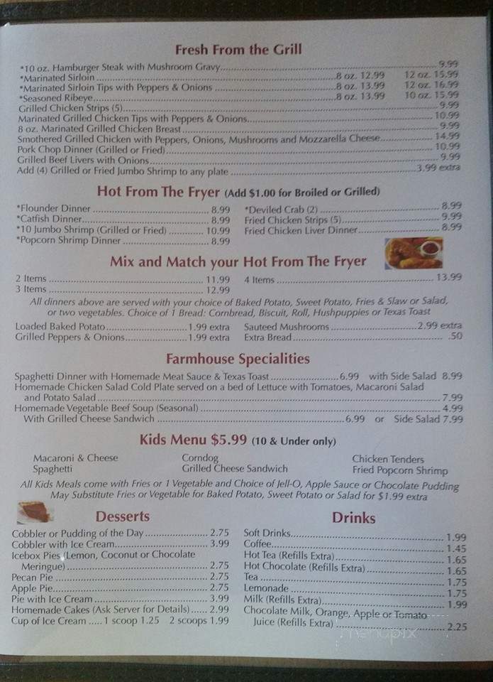 The Farmhouse Family Restaurant - Danville, VA menu_pic