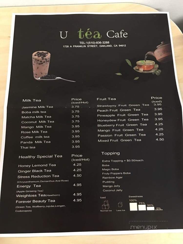 U Tea Cafe - Oakland, CA menu_pic