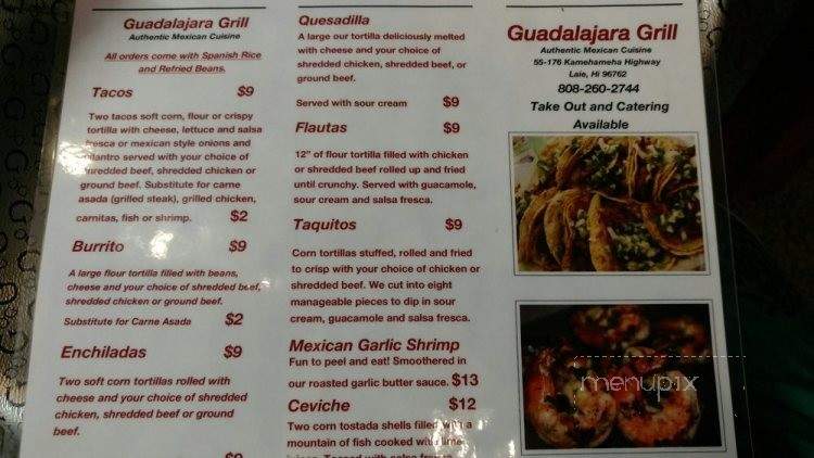 Guadalajara Grill - Laie, HI menu_pic