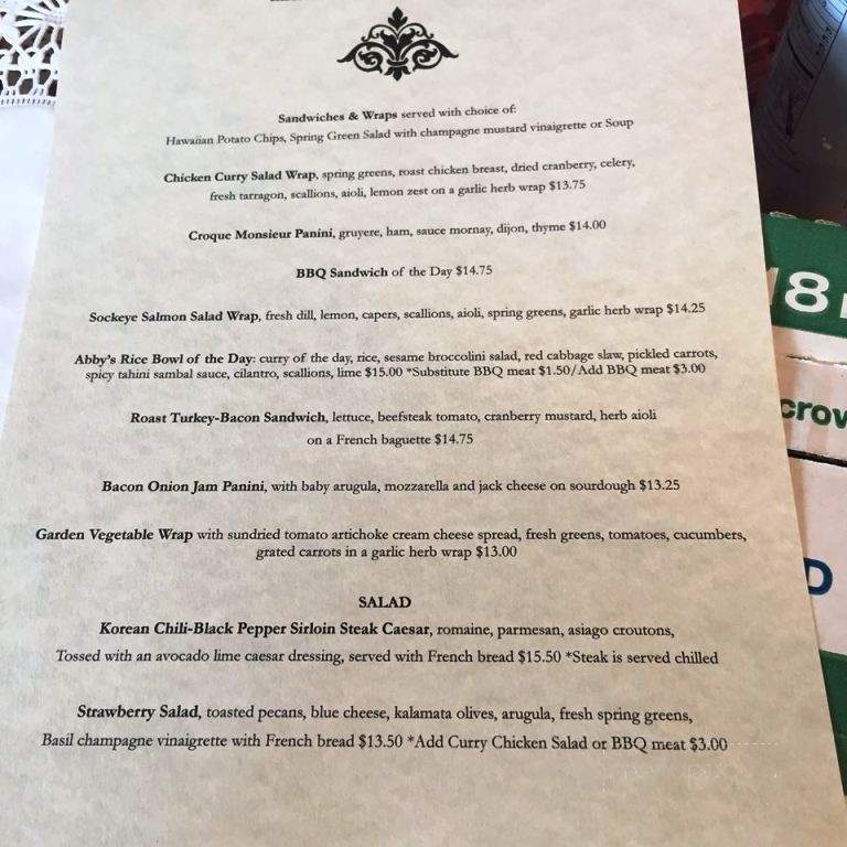 Zerelda's Bistro - Juneau, AK menu_pic