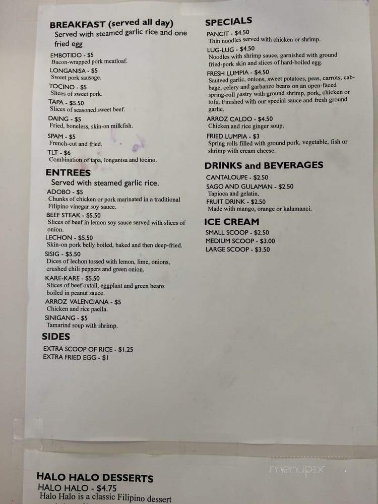Halo Halo Cafe & Ice Cream Parlor - Chula Vista, CA menu_pic