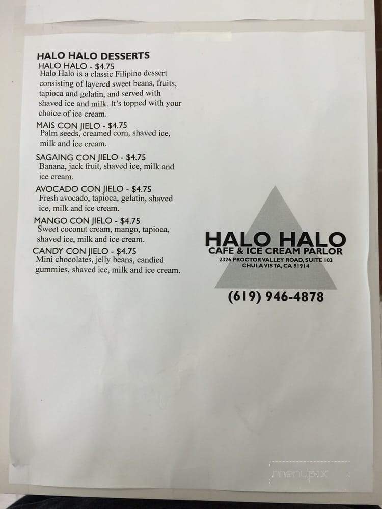 Halo Halo Cafe & Ice Cream Parlor - Chula Vista, CA menu_pic