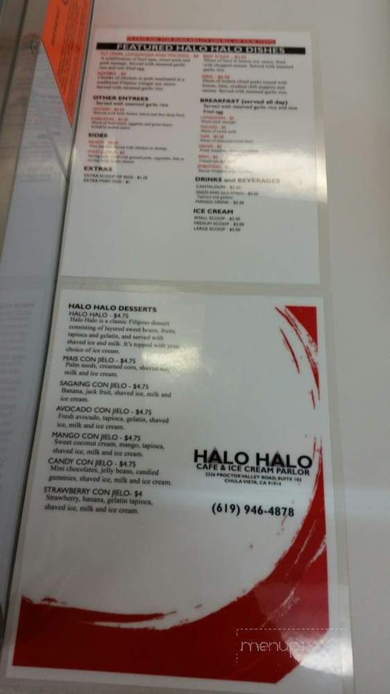 Halo Halo Cafe & Ice Cream Parlor - Chula Vista, CA menu_pic