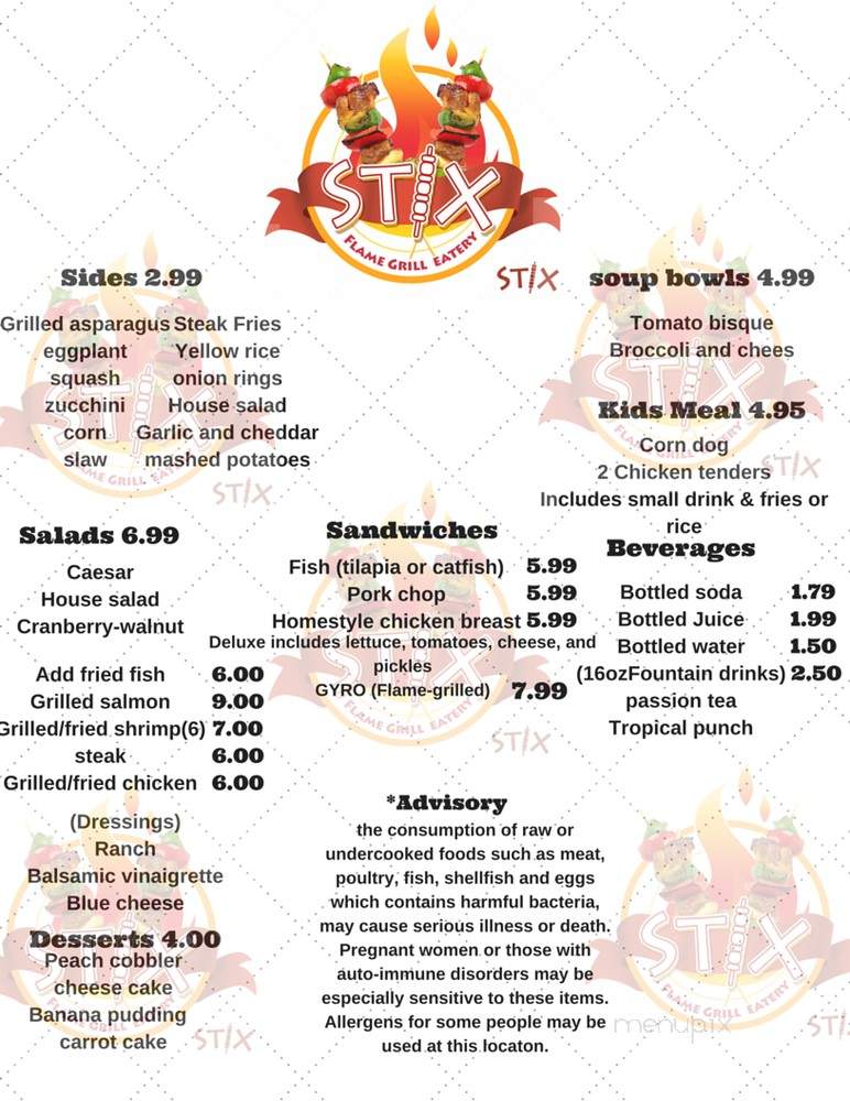 Stix Flame Grill Eatery - Petersburg, VA menu_pic