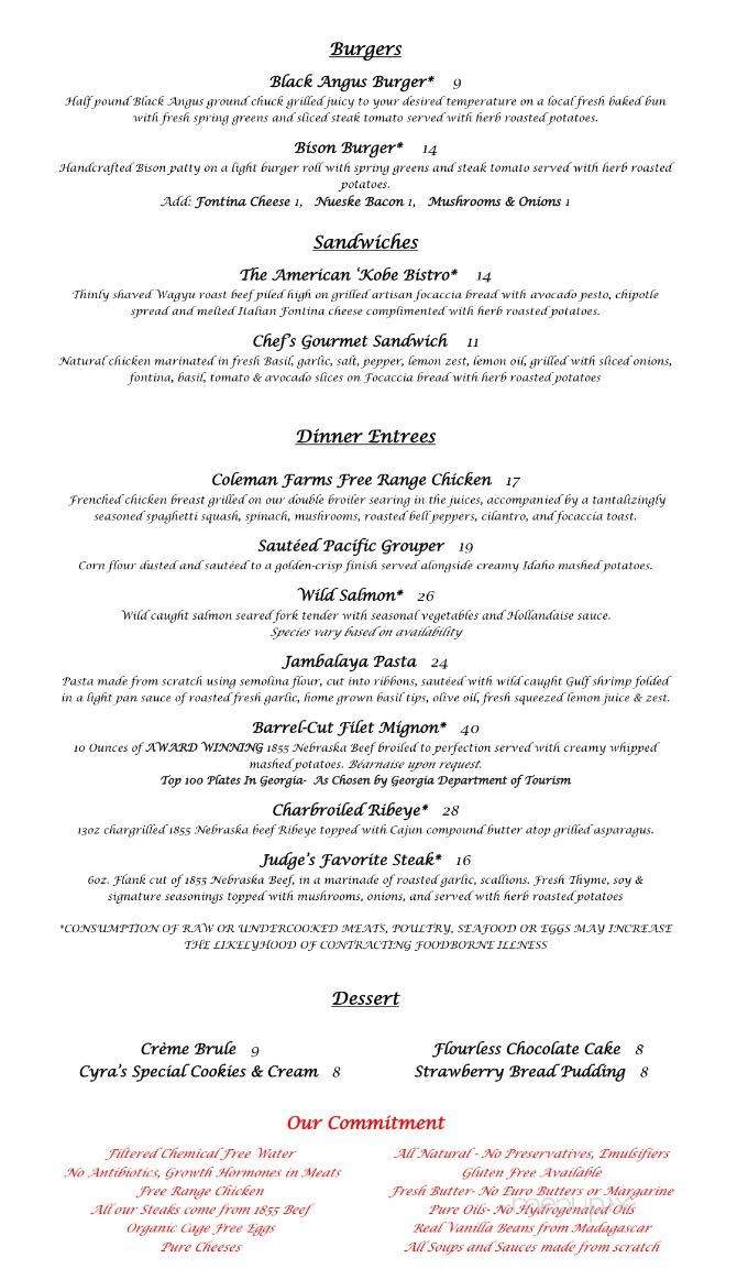 Cyra's - Dalton, GA menu_pic