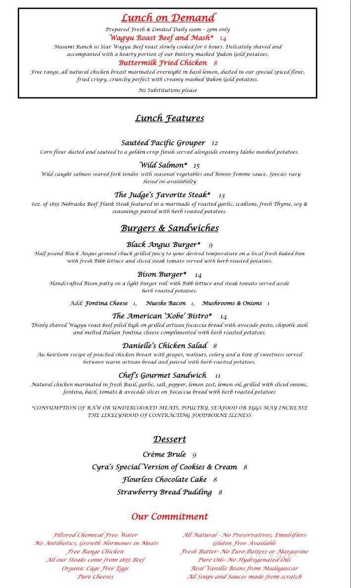 Cyra's - Dalton, GA menu_pic