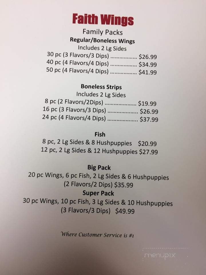 Faith Wings - Dalton, GA menu_pic