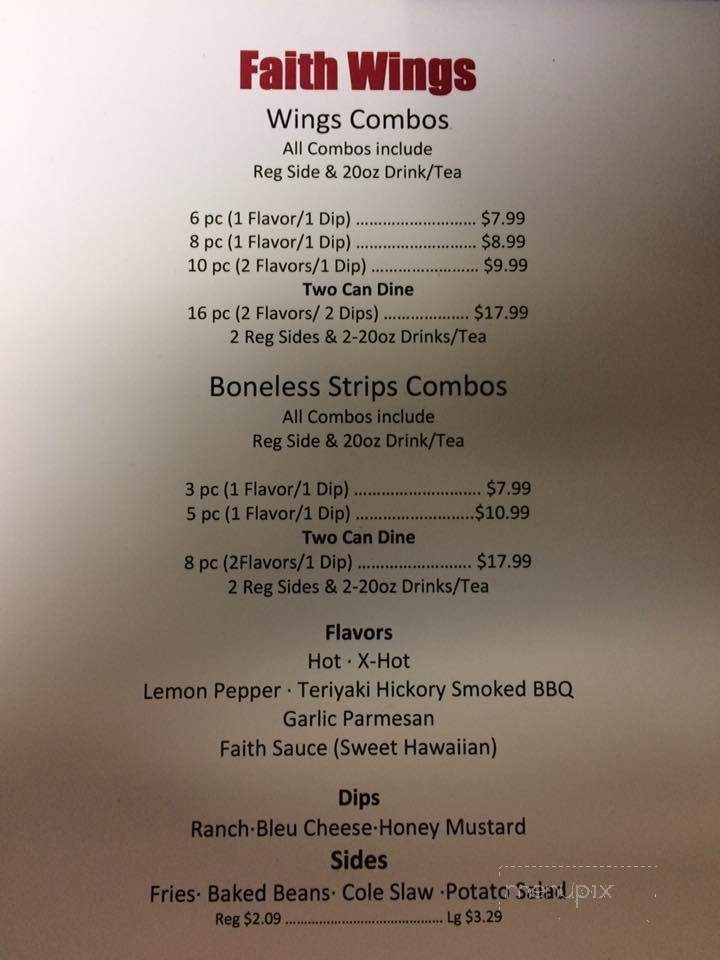 Faith Wings - Dalton, GA menu_pic