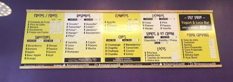 Botanas Locas - San Diego, CA menu_pic