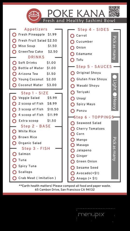Poke Kana - San Francisco, CA menu_pic
