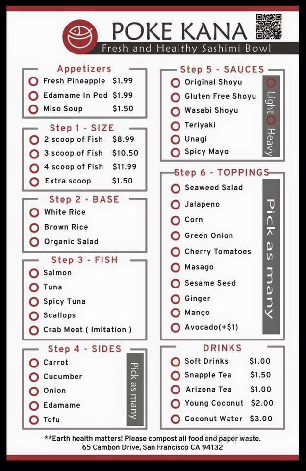 Poke Kana - San Francisco, CA menu_pic
