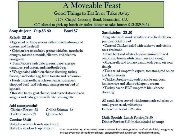 A Moveable Feast - Brunswick, GA menu_pic
