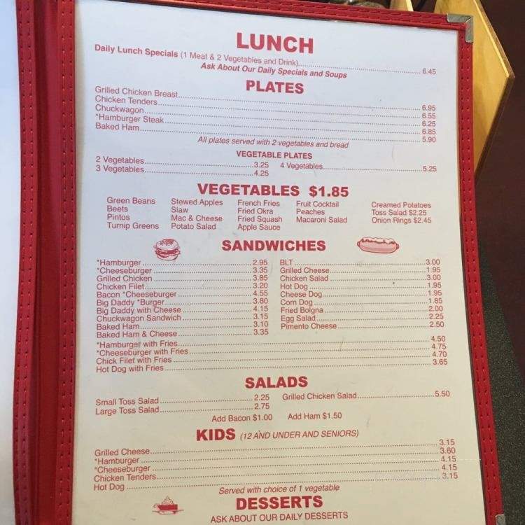 Ya'll Come Back Cafe - Liberty, NC menu_pic
